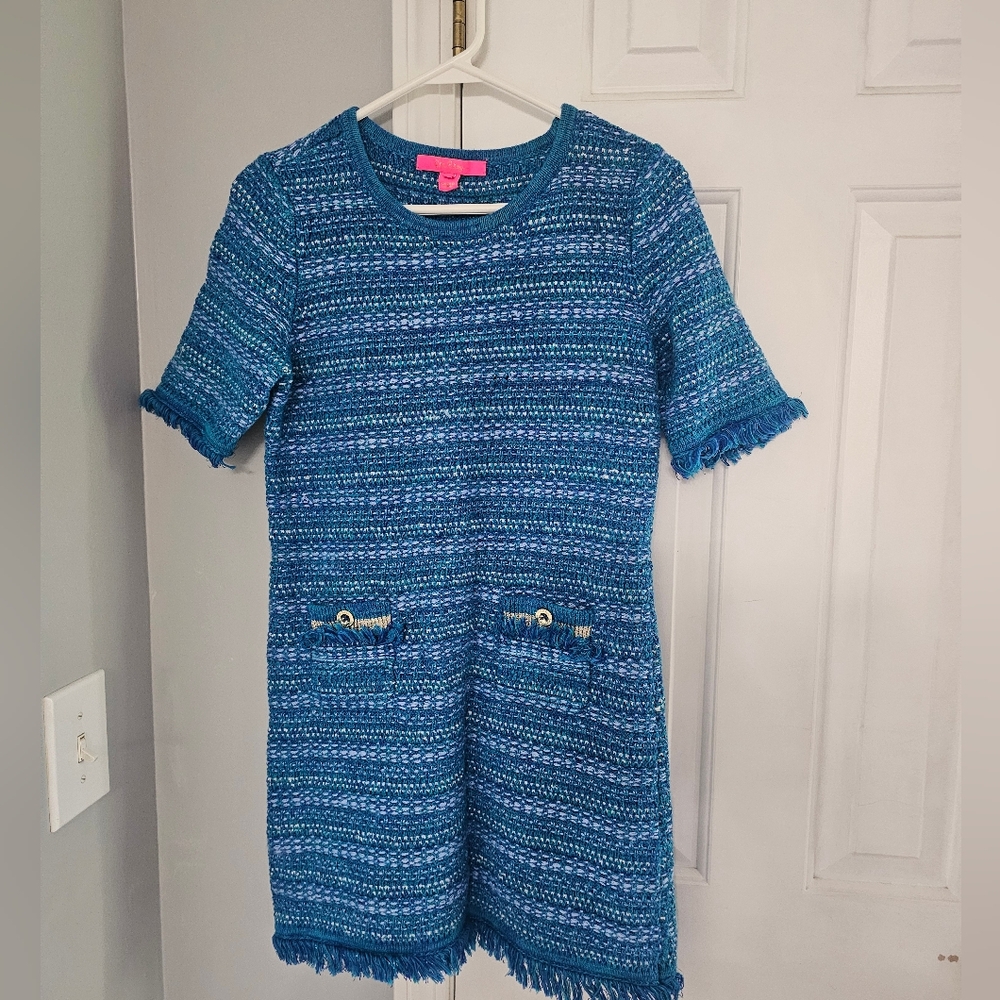 Lilly Pulitzer Blue Multi-Stripe Knit Pocket Dress